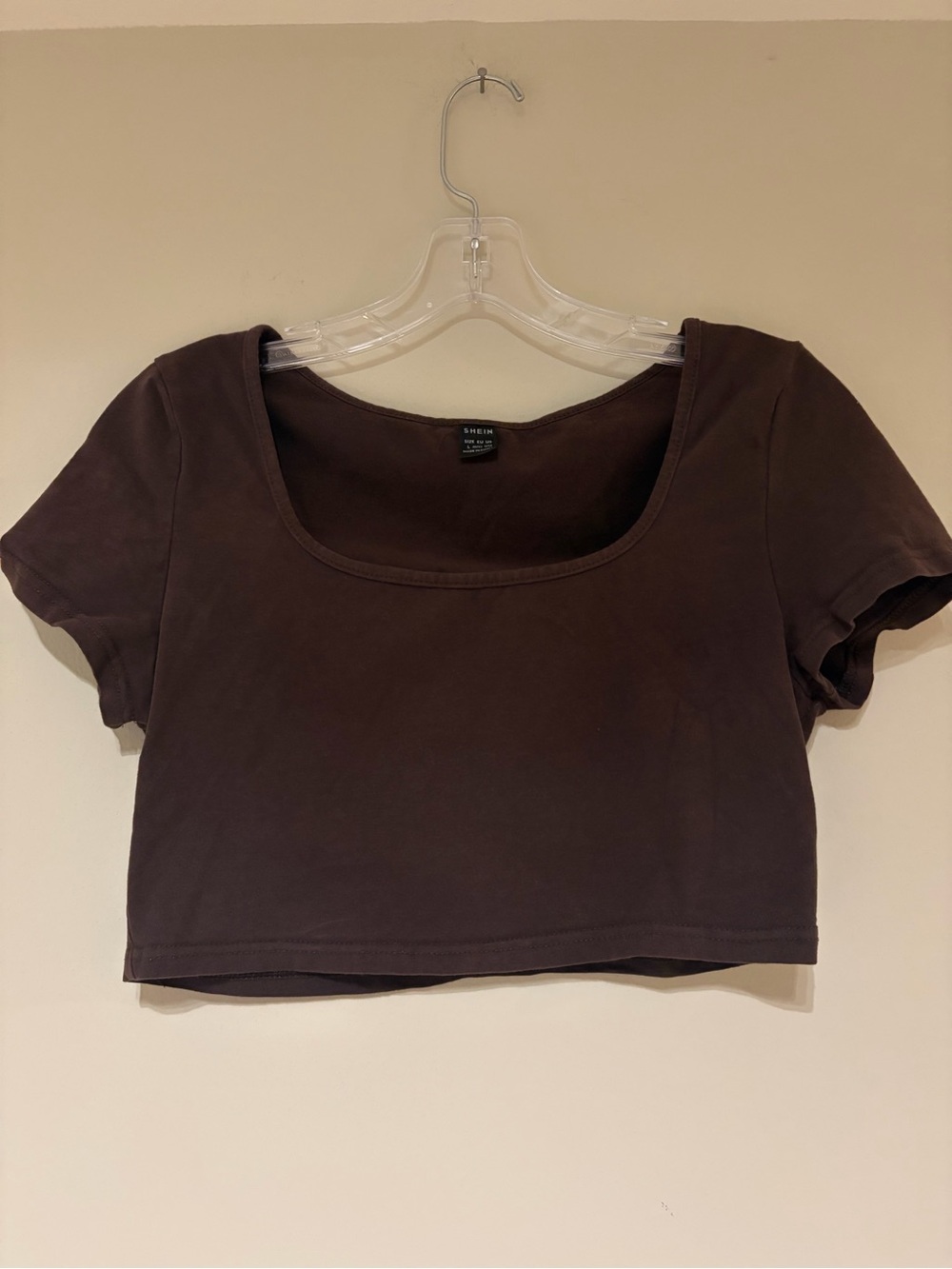 SHEIN Chocolate Brown Scoop Neck Crop Top